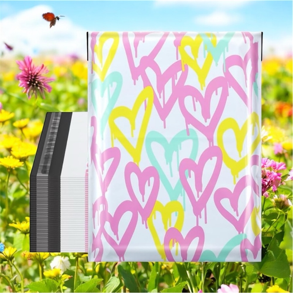 (10) 10x13 Painted Hearts Poly Mailers
